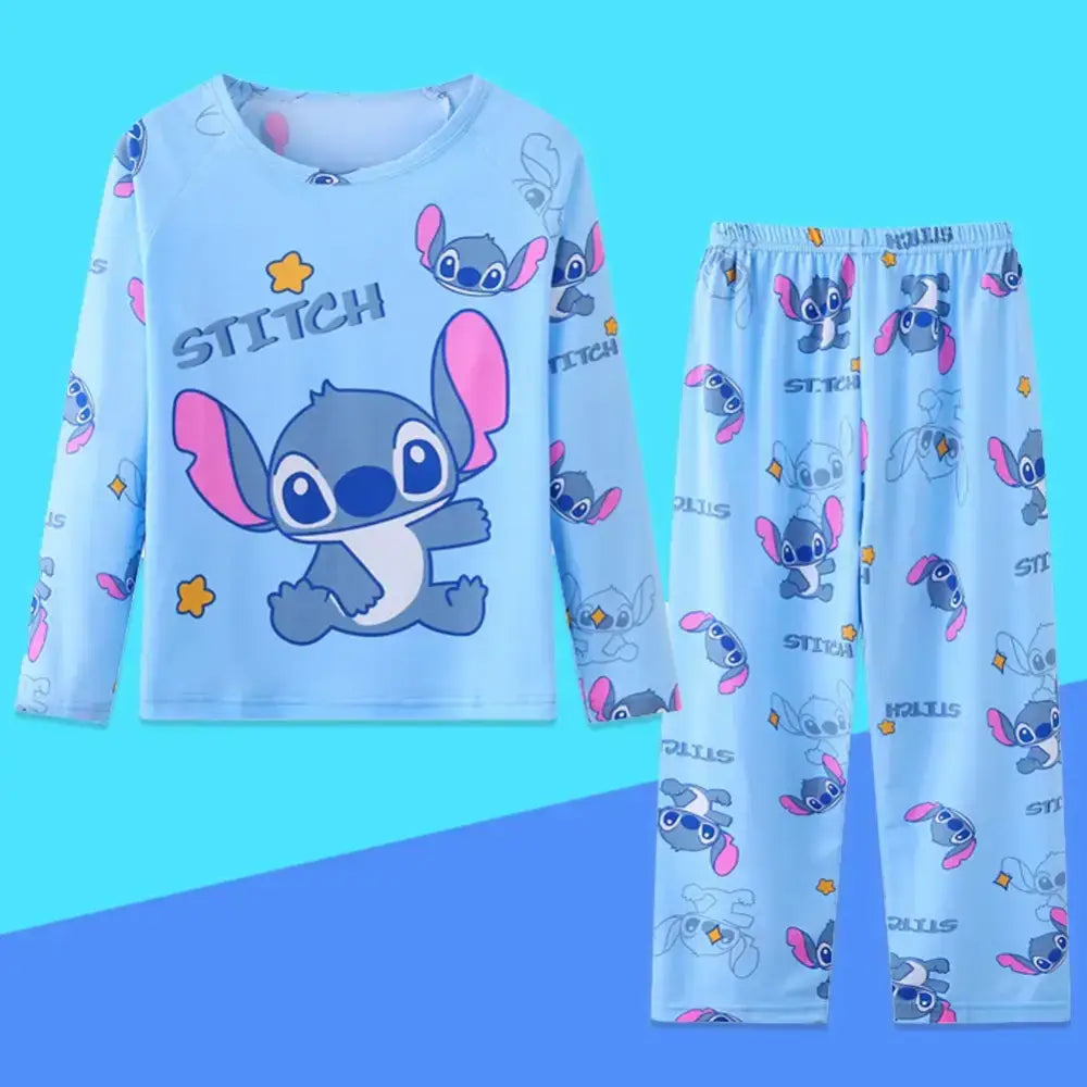 Blue Stitch-themed pajama set from Cute Stitch Cartoon Boy Clothing Sets for fun nights