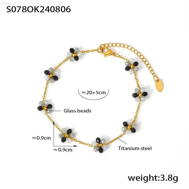 Cute Summer Handmade Jewelry Set for Women with Glass Flowers - Estalios