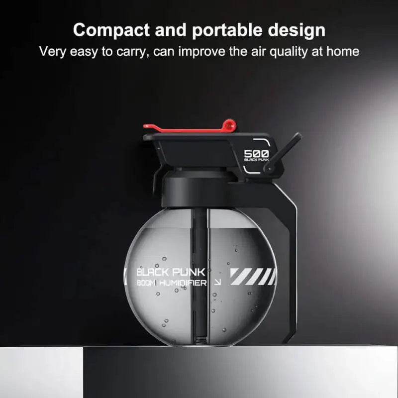 Black grenade-shaped humidifier.