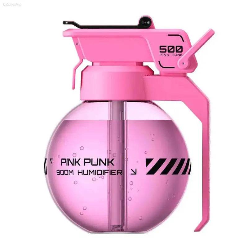 Pink grenade-shaped humidifier.