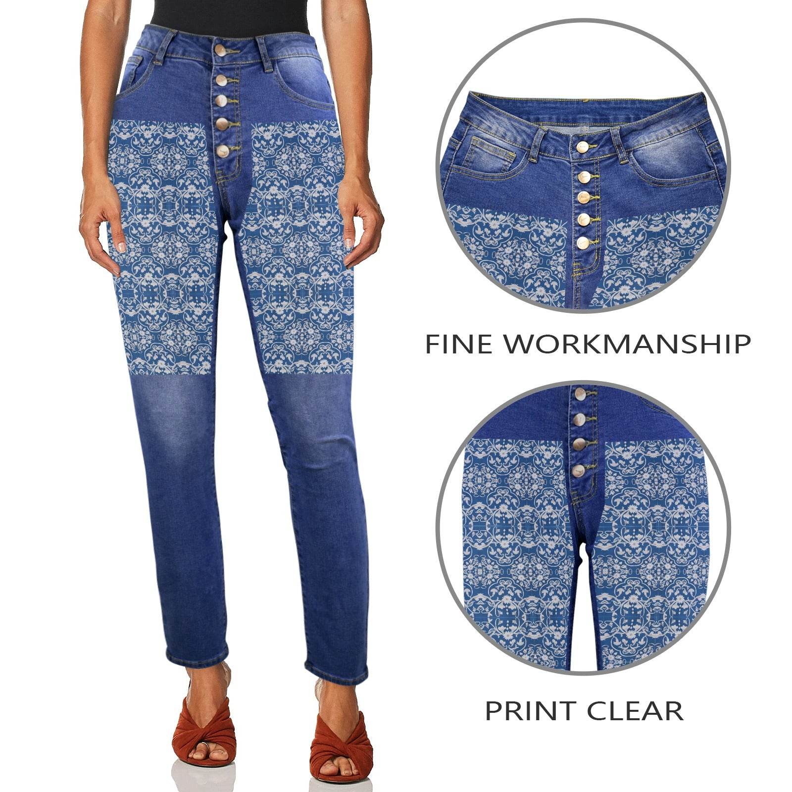 Women's Jeans (Front Printing) Made In USA Ships to USA Only - Estalios