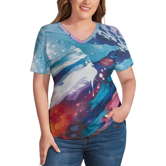 Ice Silk New V Neck Short-sleeve Women Shirt for All Seasons - Estalios