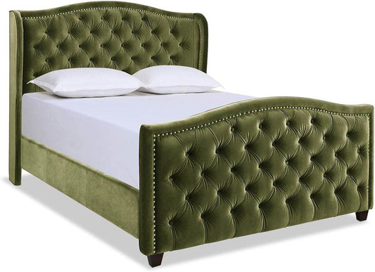 Marcella Upholstered Shelter Headboard Bed Set, Queen Size - Estalios