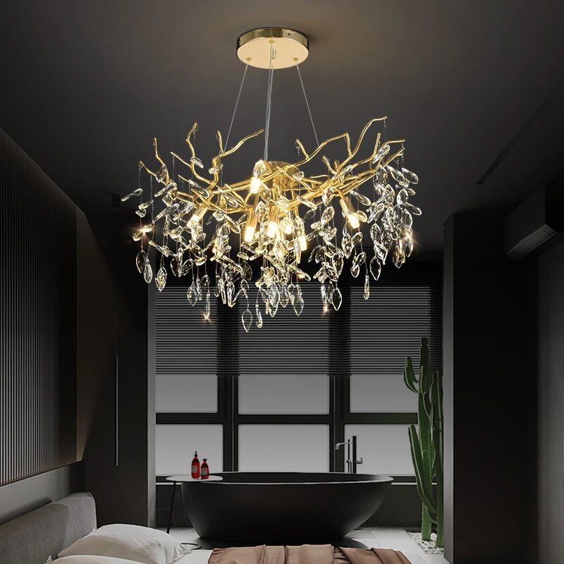 Luxury Gold Crystal Branch Chandelier for Elegant Lighting