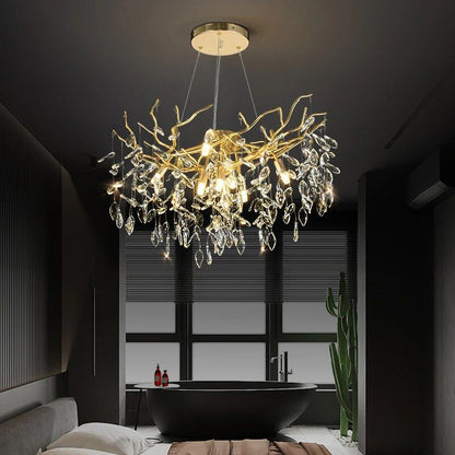 Luxury Gold Crystal Branch Chandelier for Elegant Lighting