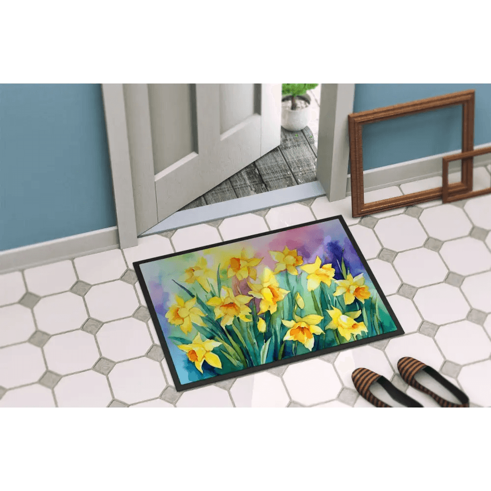 Daffodils in Watercolor Doormat for Stylish Entryways - Estalios