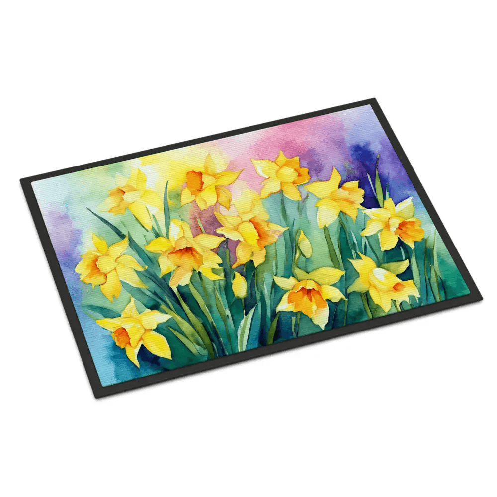 Daffodils in Watercolor Doormat for Stylish Entryways - Estalios