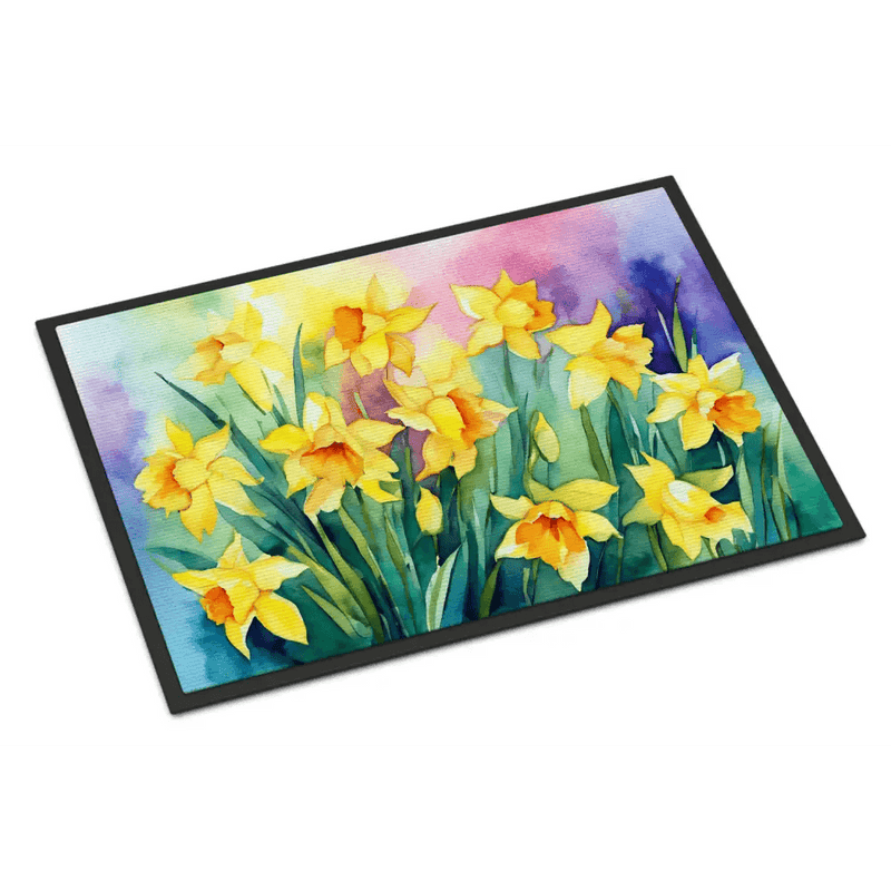 Daffodils in Watercolor Doormat for Stylish Entryways - Estalios
