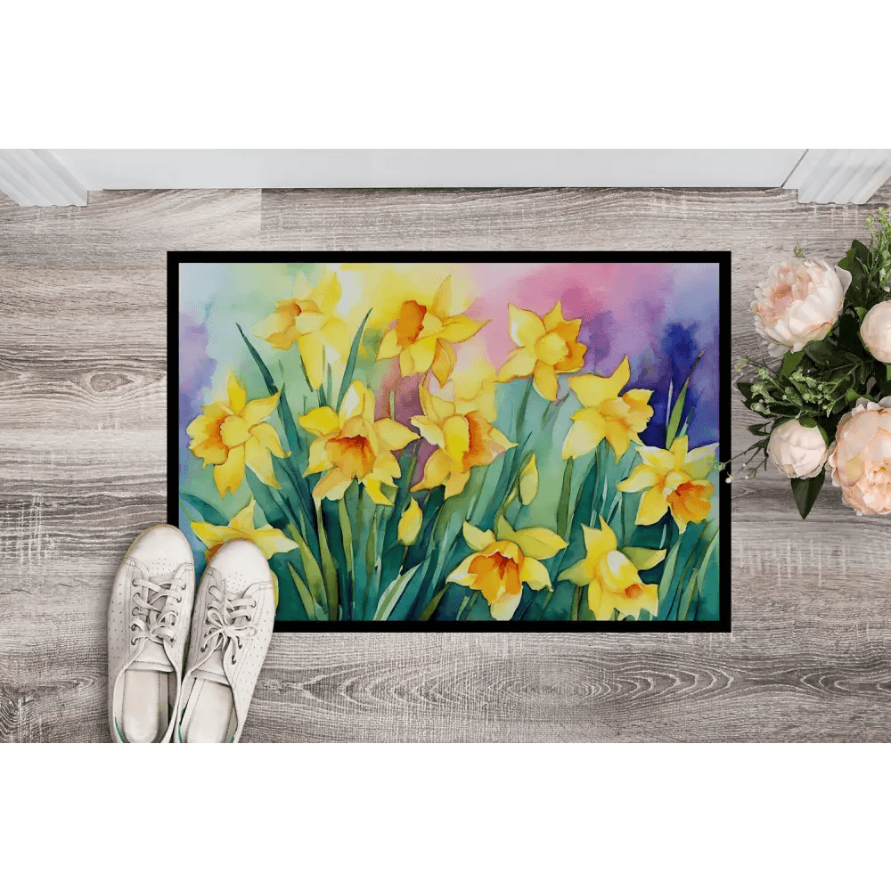 Daffodils in Watercolor Doormat for Stylish Entryways - Estalios