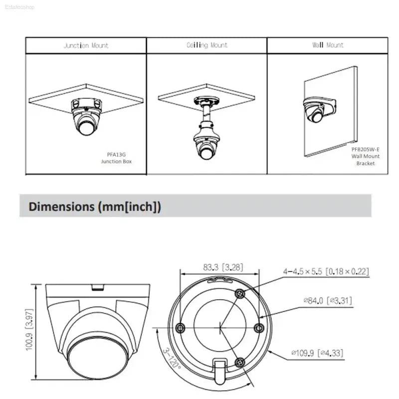 Dahua IP Camera 4MP IPC-HDW1439V-A-IL Smart Dual Light Network Camera IR 30M POE Built-in Mic Human Detection Video Surveillance - Estalios