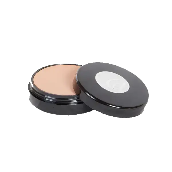 Open compact of Daniel Cole Creme Foundation Variant Total swatches for flawless skin