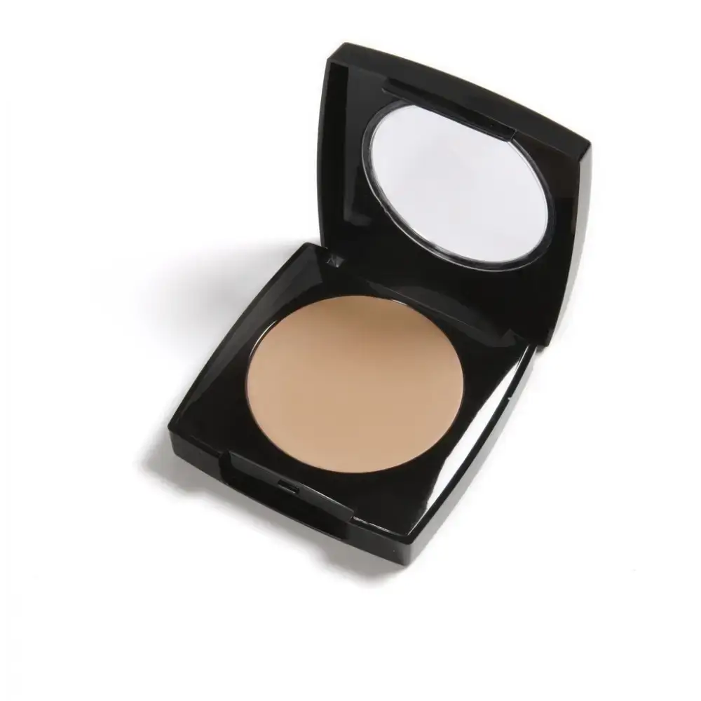 Open black mini concealer compact with soft beige powder from Danyel Mini Concealer