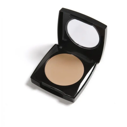 Open black mini concealer compact with soft beige powder from Danyel Mini Concealer