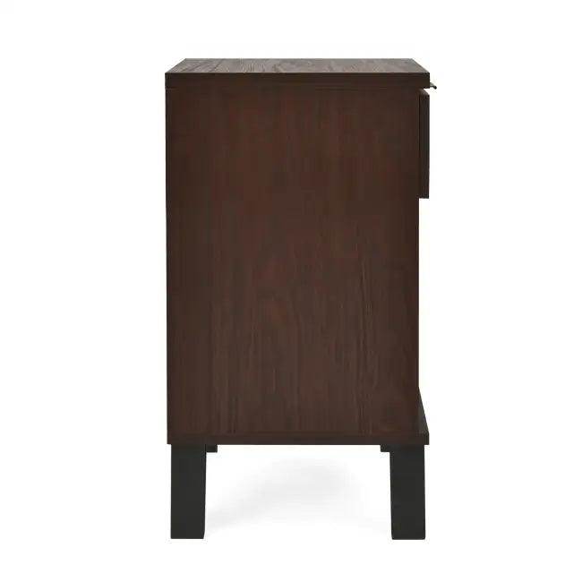 Stylish Dark Brown Wooden Tall End Table with Storage - Estalios