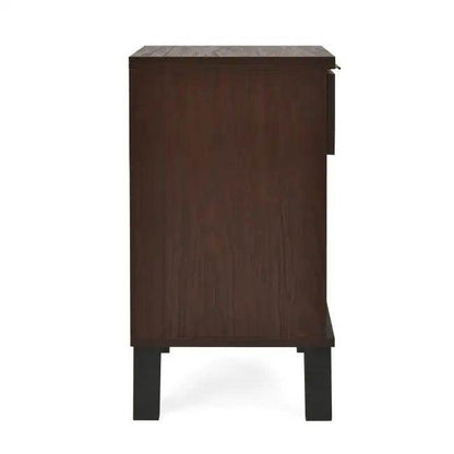 Stylish Dark Brown Wooden Tall End Table with Storage - Estalios