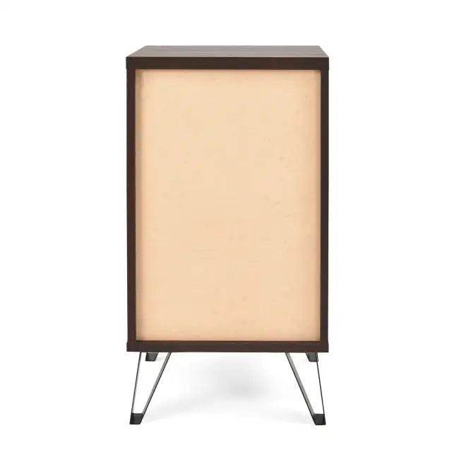 Stylish Dark Brown Wooden Tall End Table with Storage - Estalios