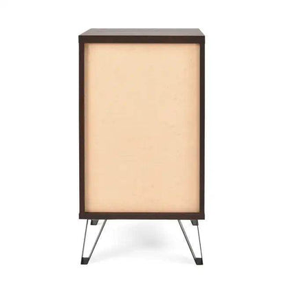 Stylish Dark Brown Wooden Tall End Table with Storage - Estalios
