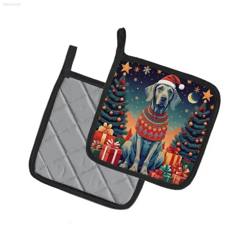 Dashing Doggy Christmas Pot Holders! Get ready to add some festive cheer to your kitchen with our adorable Dog-themed Pot Holders. These aren't - Estalios
