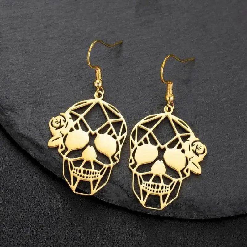Dawapara Skull Earrings Gothic Dangle for Halloween Style - Estalios