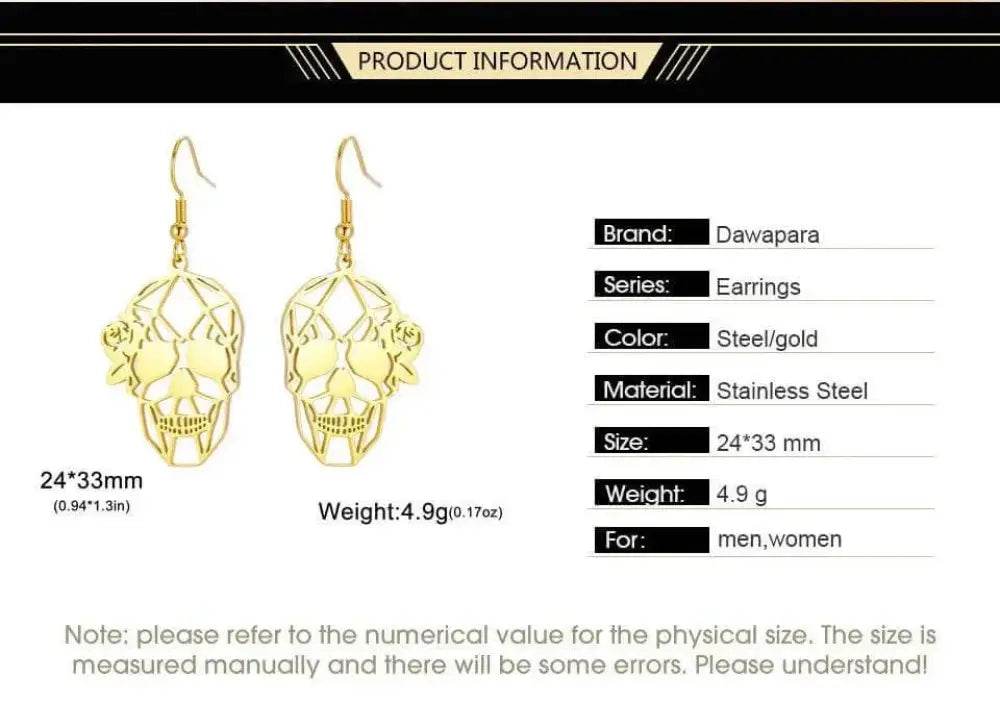 Dawapara Skull Earrings Gothic Dangle for Halloween Style - Estalios