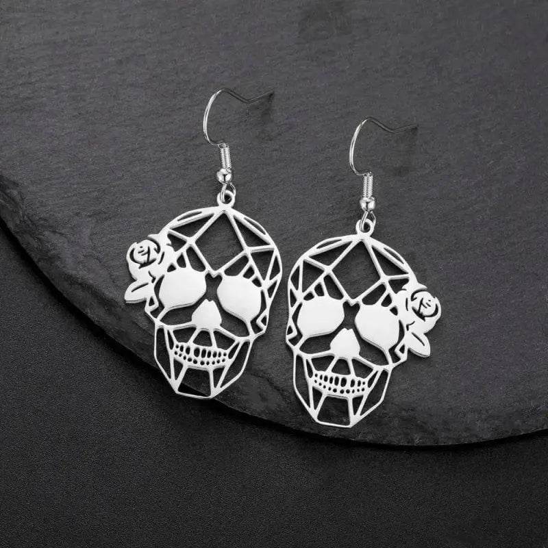 Dawapara Skull Earrings Gothic Dangle for Halloween Style - Estalios
