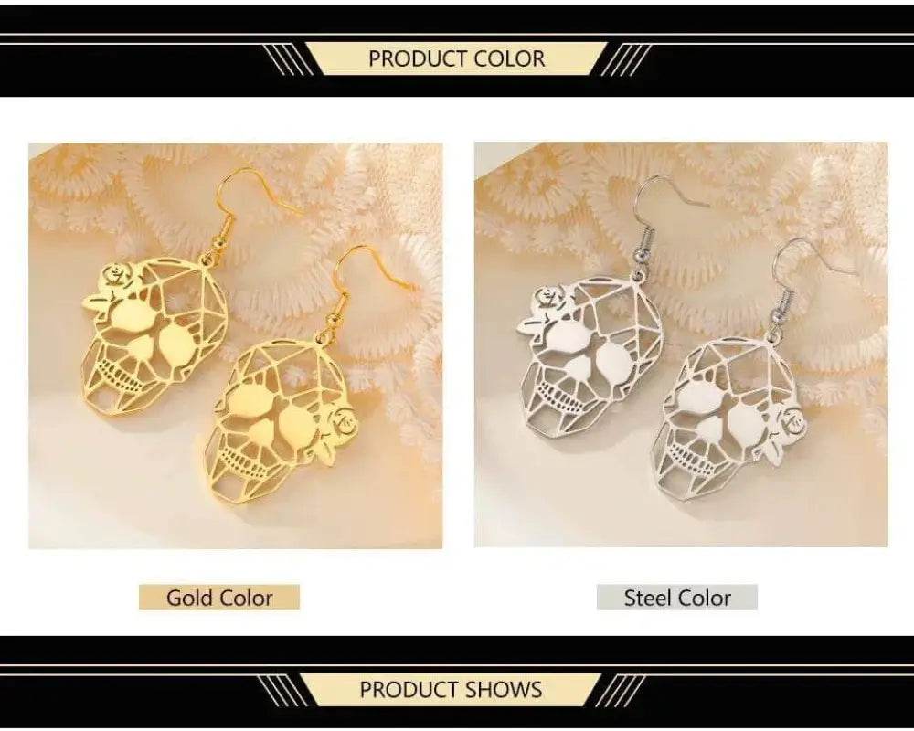 Dawapara Skull Earrings Gothic Dangle for Halloween Style - Estalios