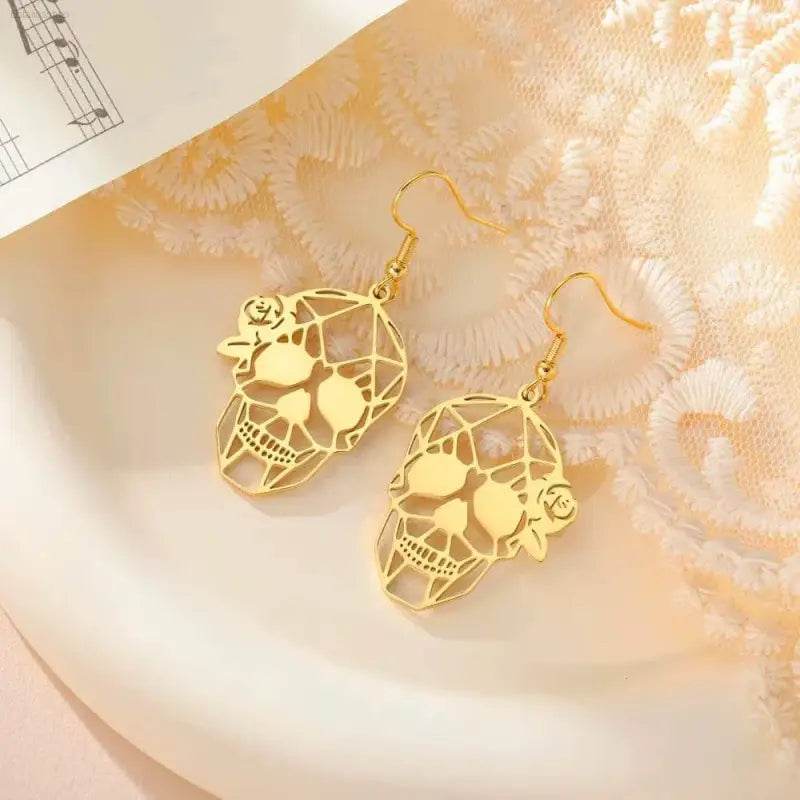 Dawapara Skull Earrings Gothic Dangle for Halloween Style - Estalios