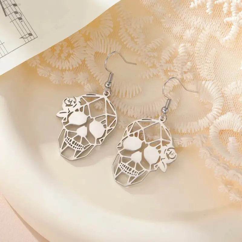 Dawapara Skull Earrings Gothic Dangle for Halloween Style - Estalios