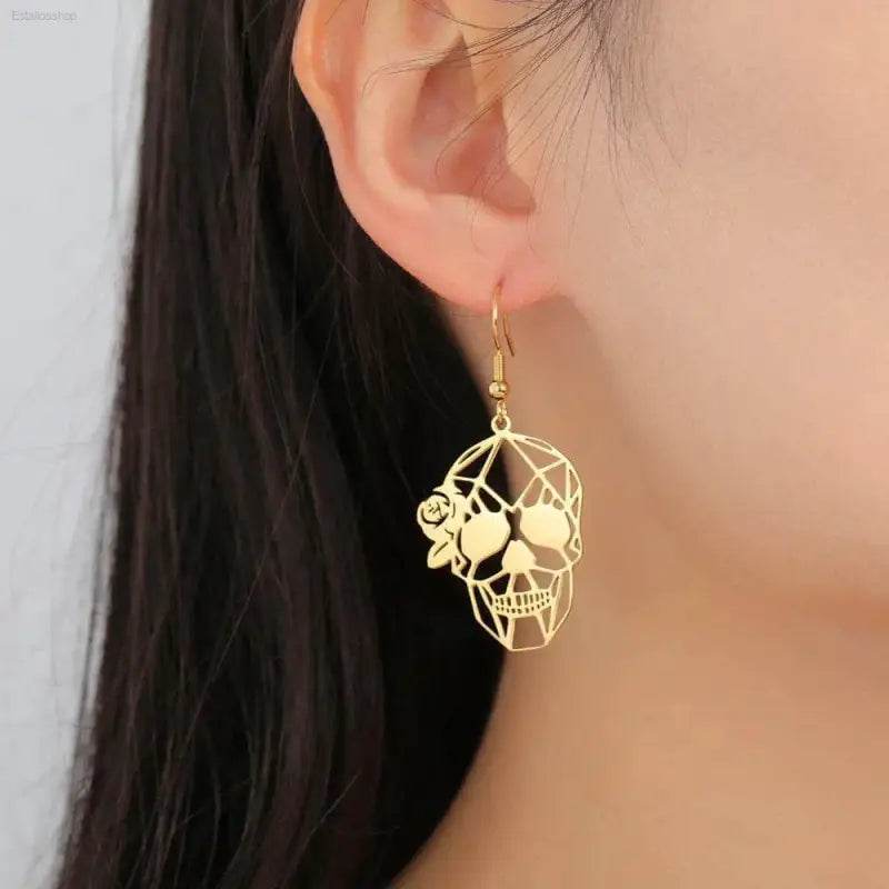 Dawapara Skull Earrings Gothic Dangle for Halloween Style - Estalios