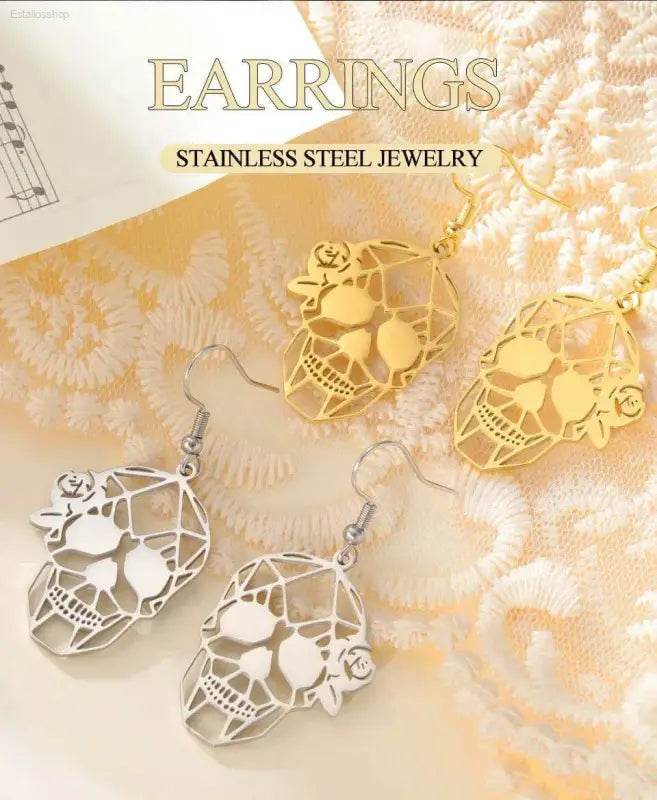 Dawapara Skull Earrings Gothic Dangle for Halloween Style - Estalios