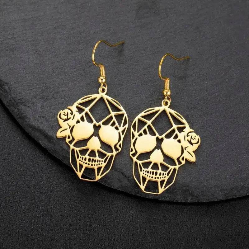 Dawapara Skull Earrings Gothic Dangle for Halloween Style - Estalios
