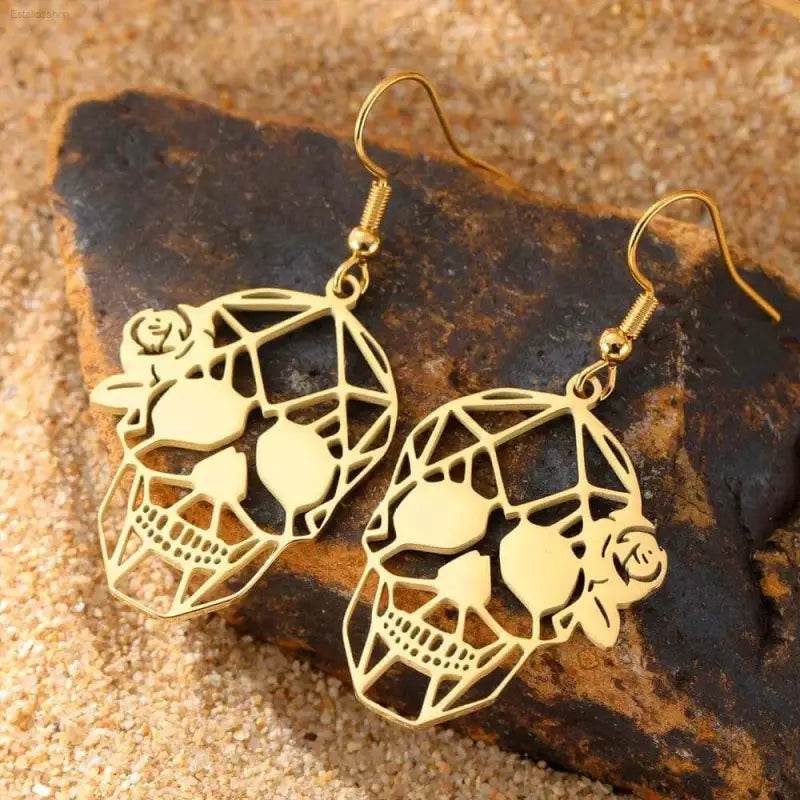 Dawapara Skull Earrings Gothic Dangle for Halloween Style - Estalios