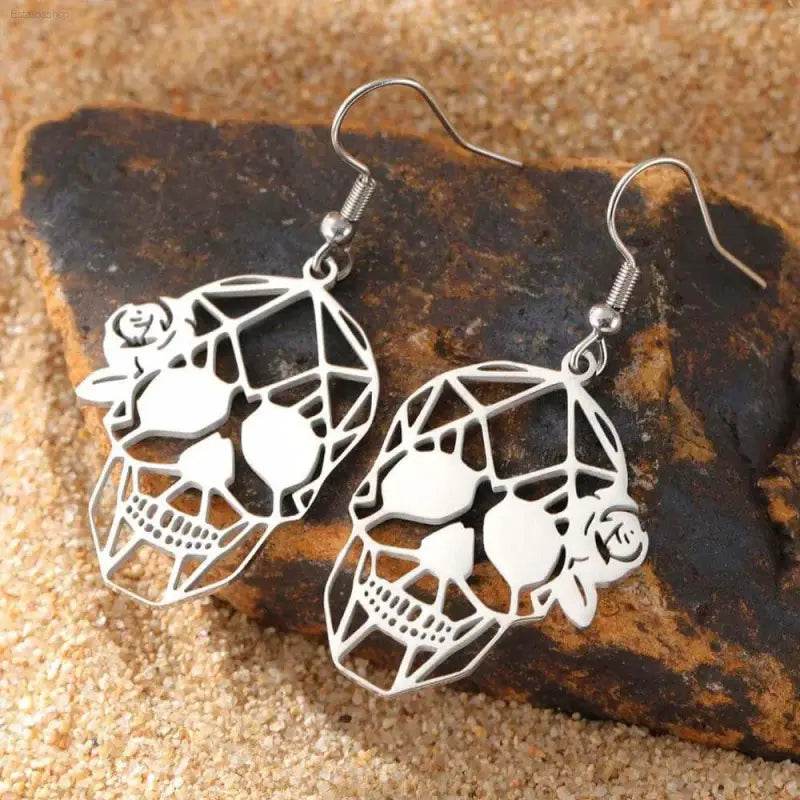 Dawapara Skull Earrings Gothic Dangle for Halloween Style - Estalios