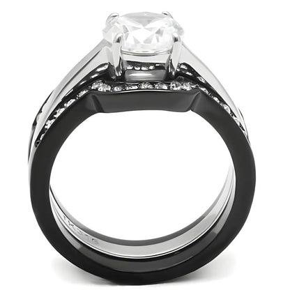 Stunning black and silver diamond ring from Dazzling Black & Silver Cubic Zirconia Rings