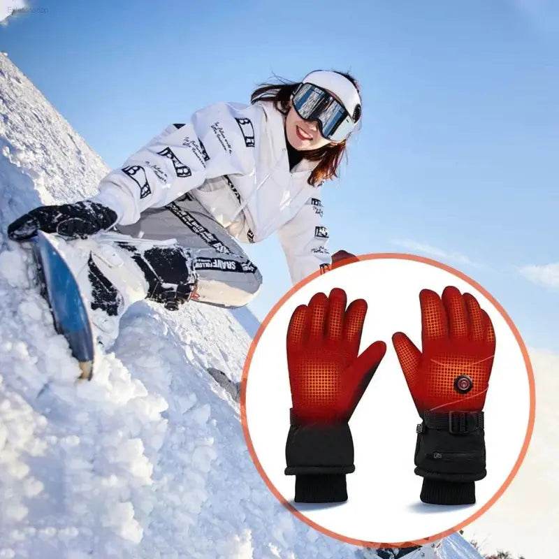 DC Rechargeable Electric Heated Hand Warmer 3 Heat Levels Heated Gloves Heated Motorcycle Gloves Touch Screen Winter Ski Gloves - Estalios