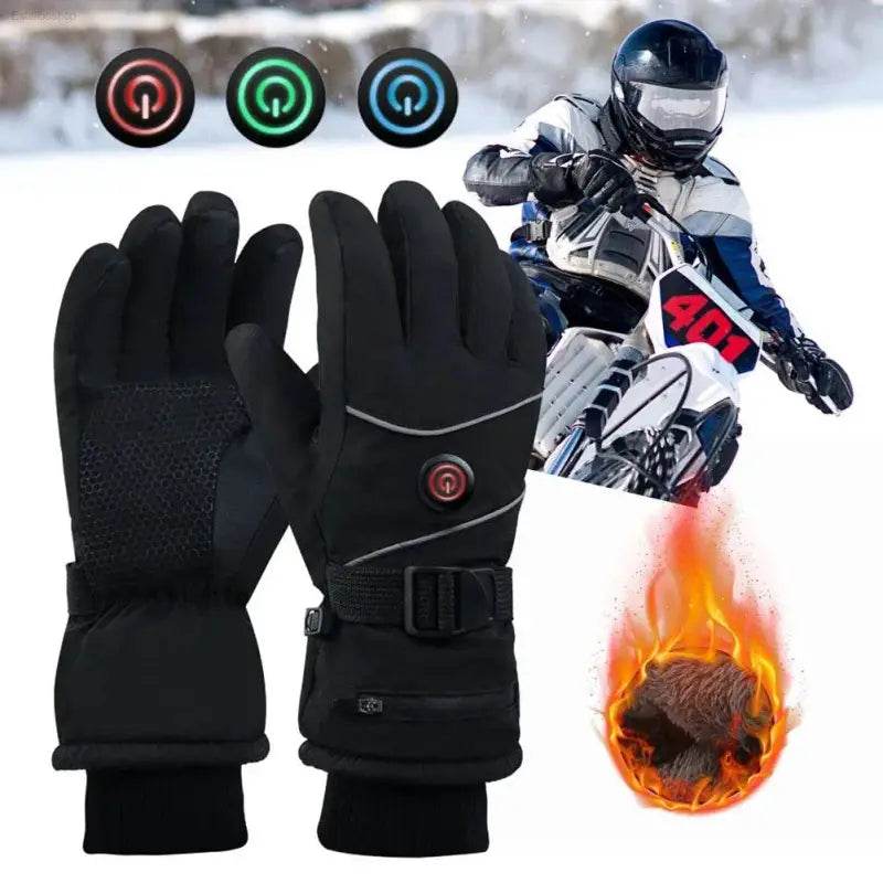 DC Rechargeable Electric Heated Hand Warmer 3 Heat Levels Heated Gloves Heated Motorcycle Gloves Touch Screen Winter Ski Gloves - Estalios