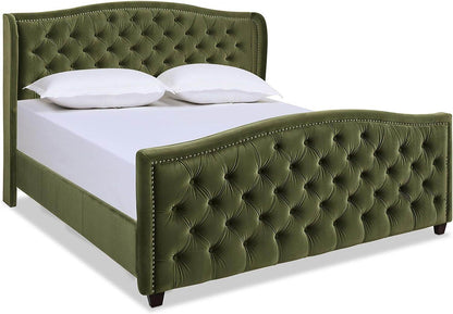 Marcella Upholstered Shelter Headboard Bed Set, Queen Size - Estalios