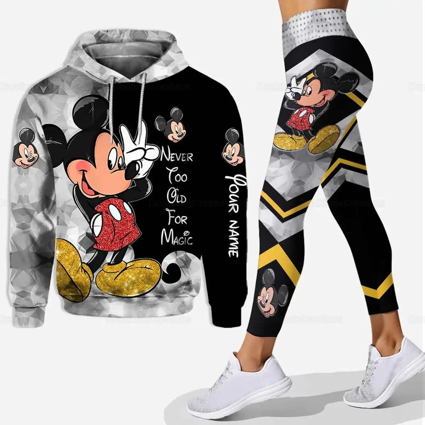 Customizename Mickey Hoodie Women's Hoodie Set Mickey Yoga Pants Sweatpants Womens Disney Yoga Hoodie Leggings Fashion Tracksuit