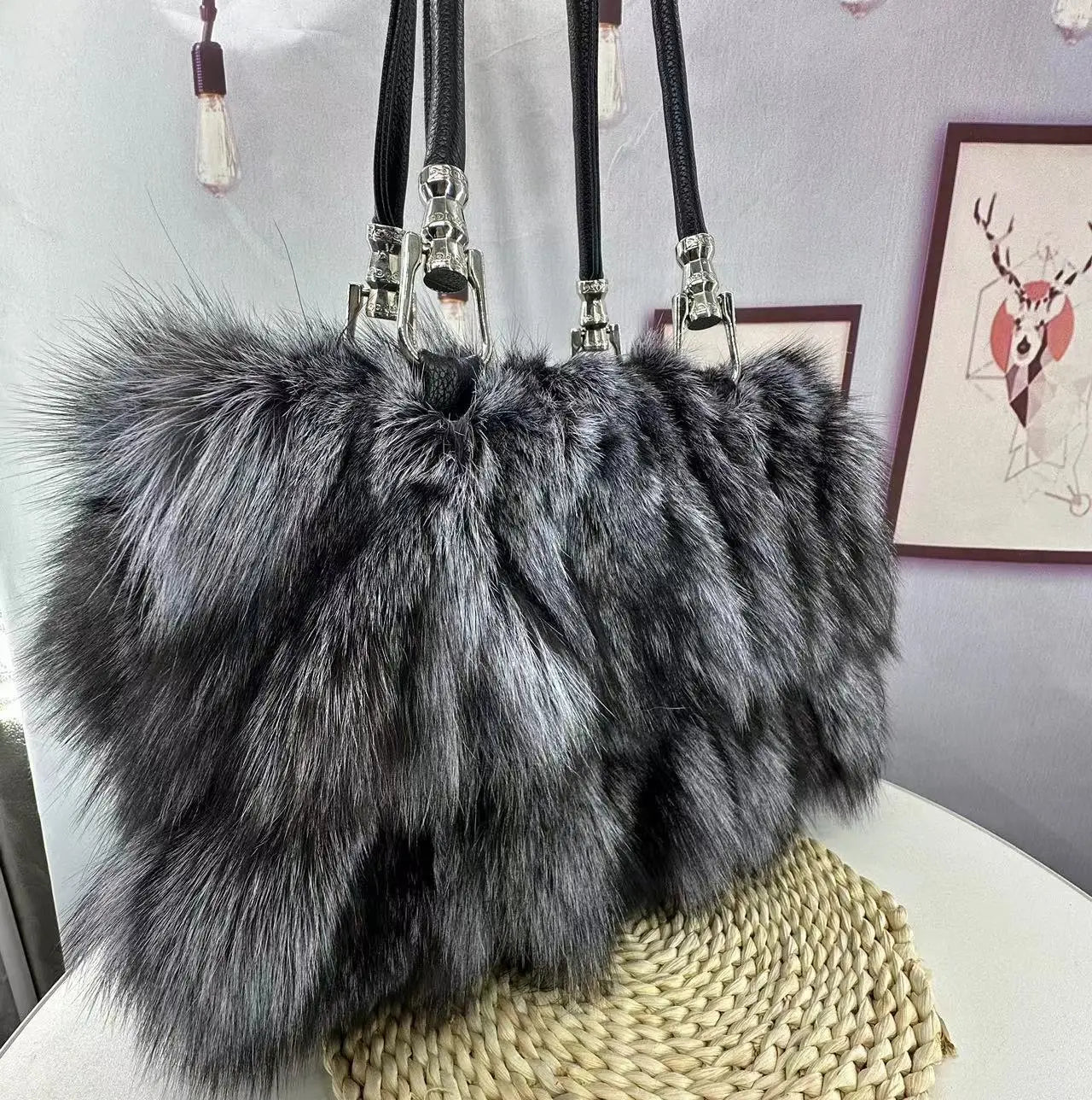 Women’s Korean-style One-shoulder Crossbody Fox Fur Bag