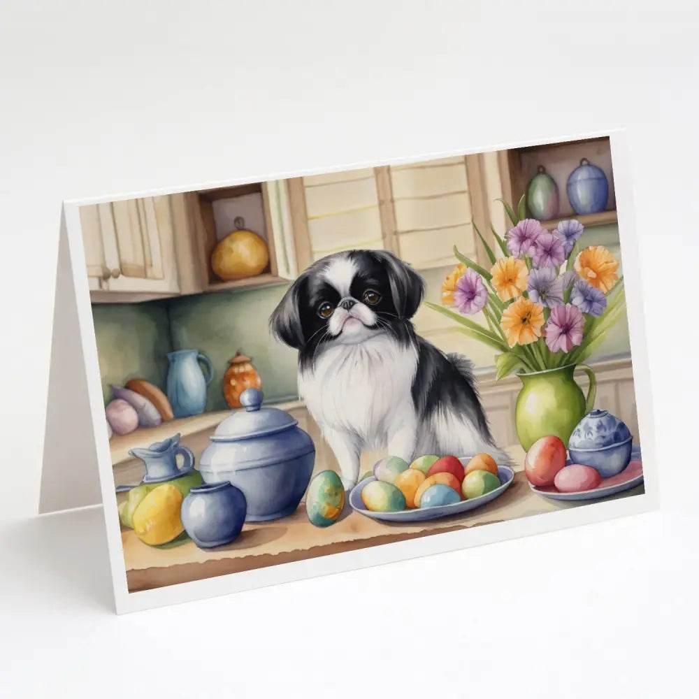 Decorating Easter Japanese Chin Greeting Cards Pack of 8 - Estalios