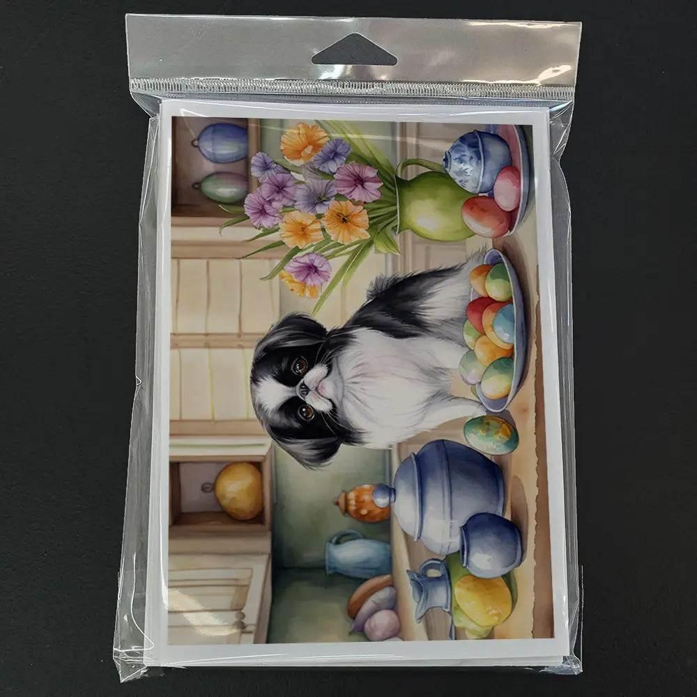 Decorating Easter Japanese Chin Greeting Cards Pack of 8 - Estalios