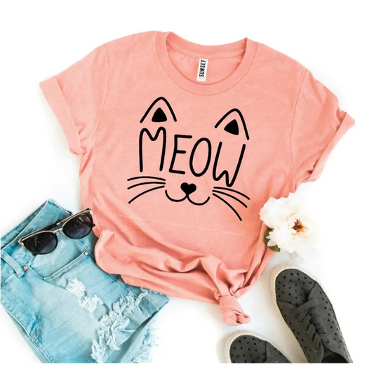 Deep Heather Meow Tees & Dusty Blue - S / Mauve - T-shirts