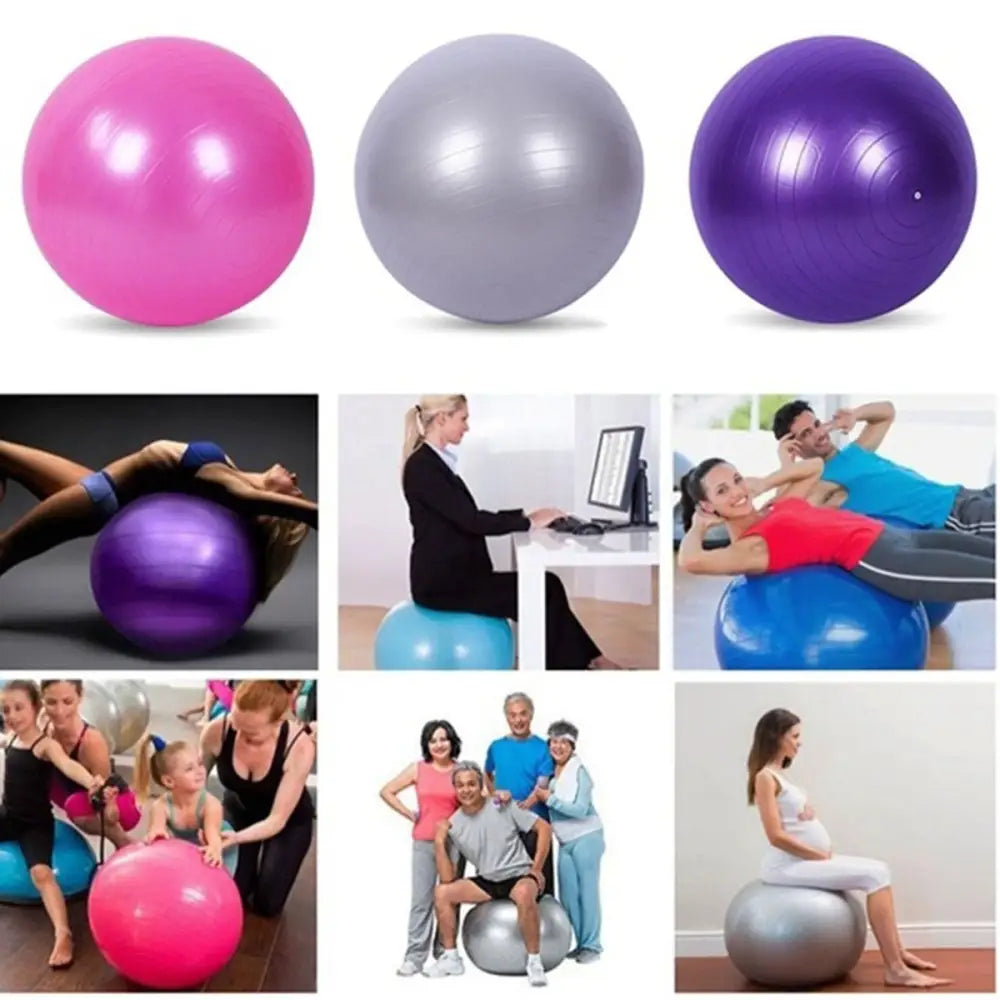 Examples of Deluxe Yoga Fitness Ball in action for yoga fitness routines