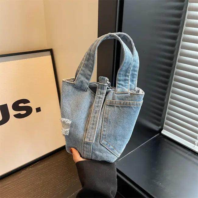 Epic Denim Tote Bucket for Effortless Everyday Style - Estalios