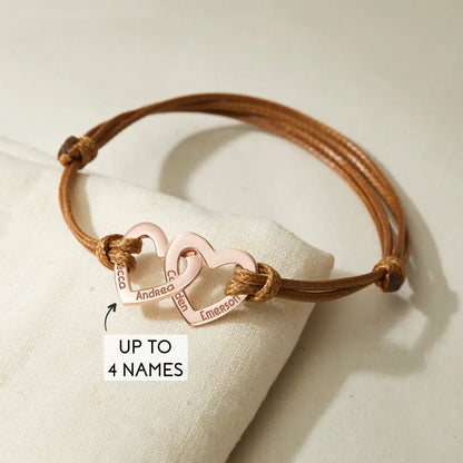 Personalized rose gold grandma bracelet with heart-shaped name design for stylish gifting