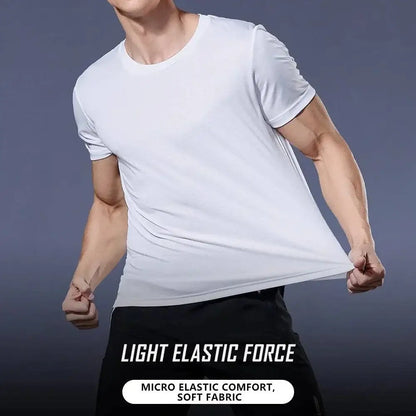 White elastic t-shirt from Diamond DryFit Duo, perfect for quick dry short running moisture wicking