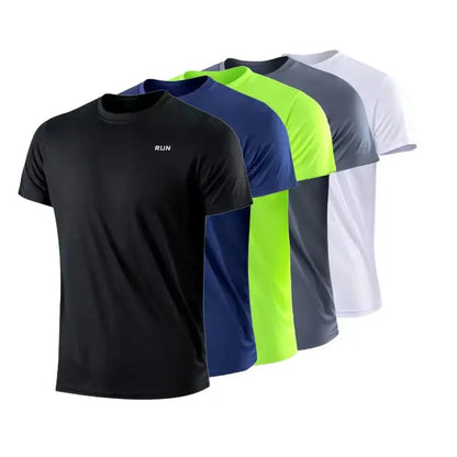 Assorted athletic t-shirts for quick dry short sleeve gym and running moisture wicking