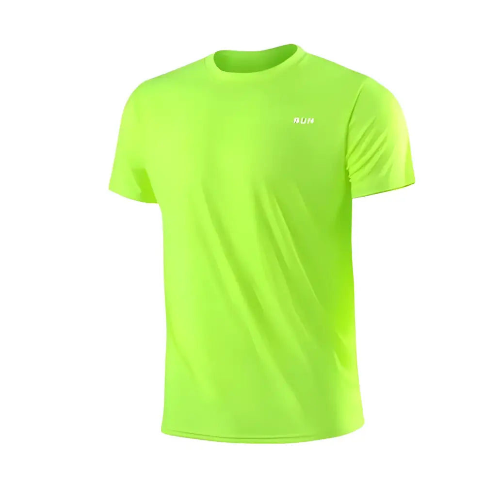 Neon green short-sleeved t-shirt for running, perfect moisture-wicking gym wear