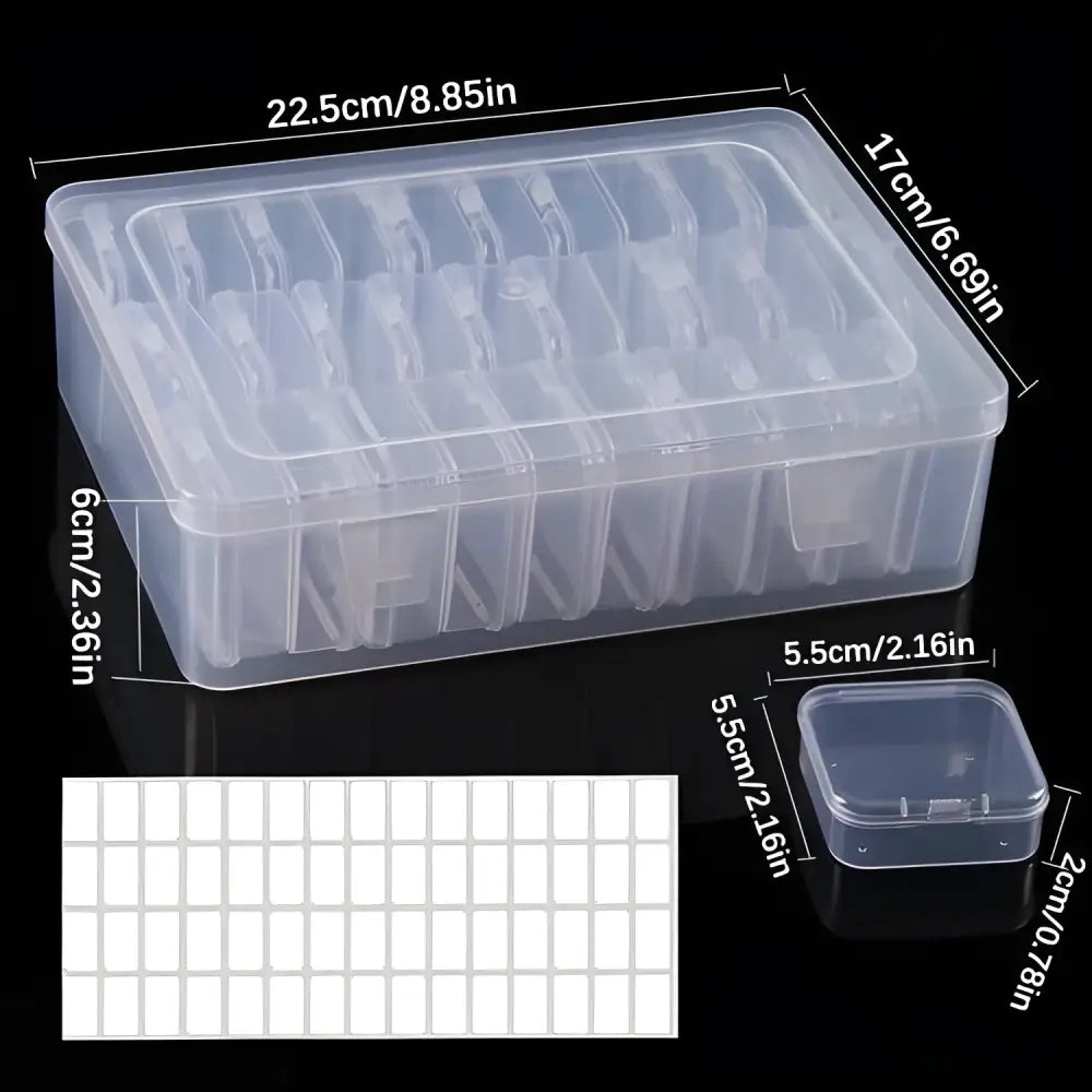 Clear plastic storage container with dividers for DIY Diamond Painting and embroidery storage