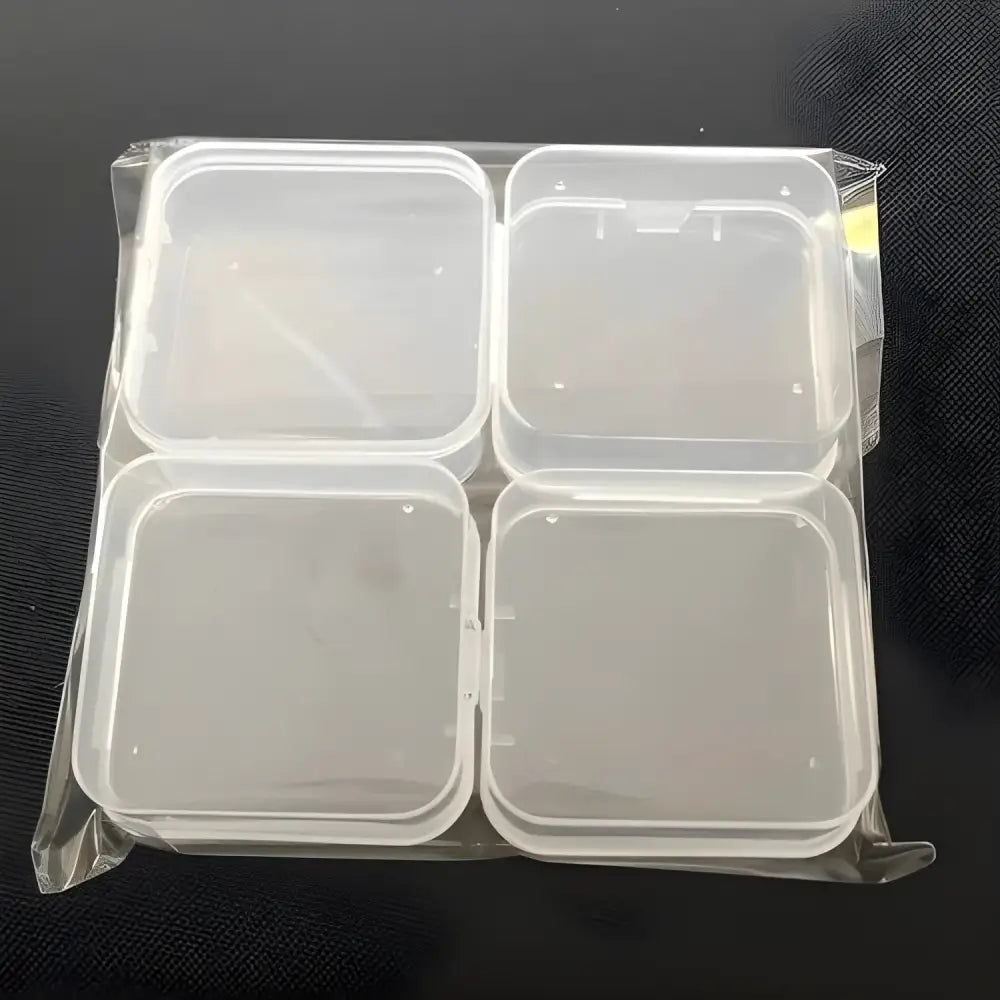 Four clear plastic hinged boxes in packaging for DIY Diamond Painting Embroidery Storage Box